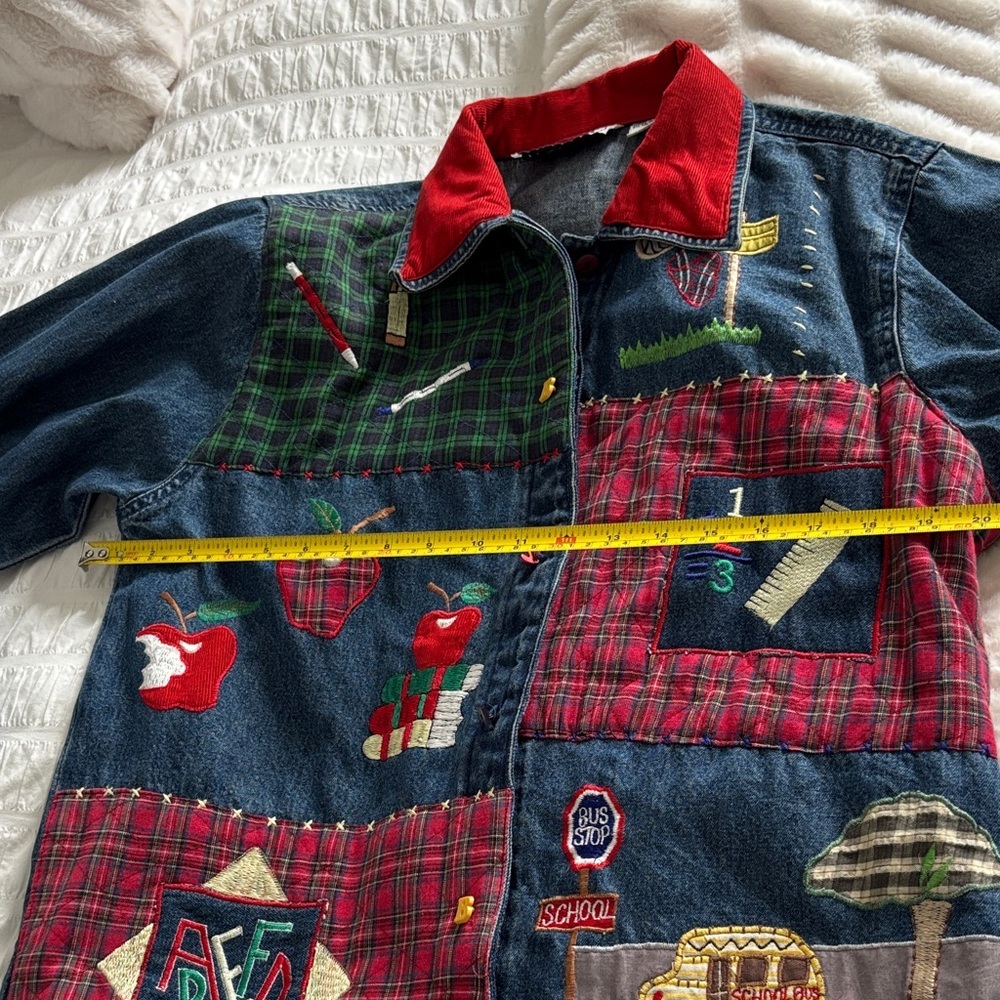 Vintage Patchwork Denim Back to School Keren Hart Jacket - Picture 12 of 15